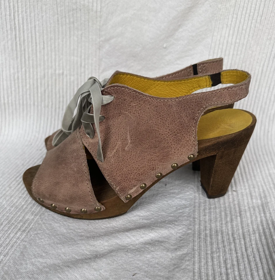 Sanita Stone Spica Plateau Cuero Nobuck Suela de Madera Zueco Sandalia Tacón Polonia 40 Foto 1 de 4