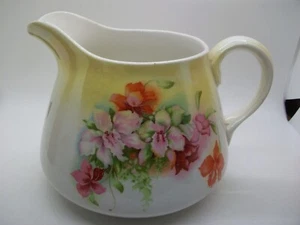 Homer Laughlin Genesee Pitcher Jug Painted Multicolor ORCHIDS Antique 1934 - Picture 1 of 6