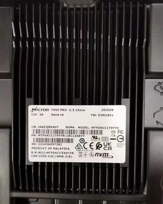 New Micron 7450 PRO 1.92TB U.3 (15mm) SSD NVMe PCI 4.0 MTFDKCC1T9TFR-1BC1ZABYY - Bild 1 von 3