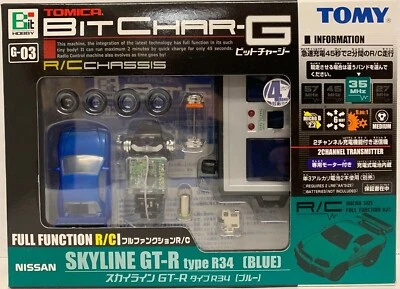 TOMY TOMICA BIT CHAR-G G-03 NISSAN SKYLINE GT-R TYPE R34 BLUE R/C CAR U.S. - Image 1 of 2