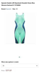 Speedo Fastskin LZR Openback Kneeskin Green Blue Womens Swimsuit - Imagen 1 de 6