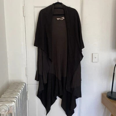 Cárdigan Rick Owens Queen F/W 04 Marrón Dobladillo Asimétrico Mezcla Lana Angora Talla S Foto 1 de 4