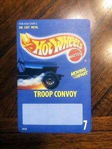 Custom Hot Wheels RETRO CARDBACK 1989 "TROOP CONVOY #7" re-card your cars