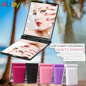 Foldable 8 LED Travel Mirror Cosmetic Flip Vanity Mirror Compact Pocket Size - Picture 1 of 8
