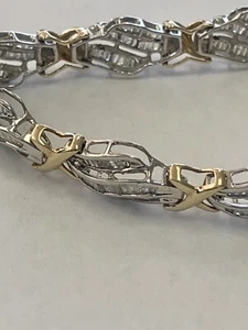 10 K Massiv Gold Nachlass Echt Diamant Tennis Armband JD - Bild 1 von 11