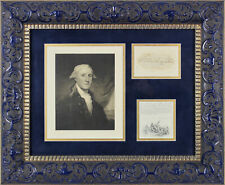 George Washington Authentic Signed 1.4x3.5 Framed Cut Signature BAS #A78926