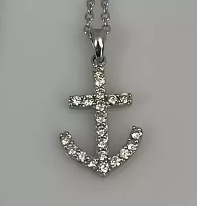 Collana Ancora Argento Sterling 925 Zirconi 16” 17”18” Catena Regolabile Gioielli - Foto 1 di 12