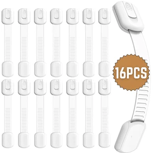 16 Stück Kindersicherheit Baby Schutz Gurt Schlösser für Schränke Schubladen WC Kühlschrank - Bild 1 von 7