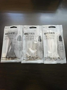 x3 Hickies Elastic Lacing System 14 Unit No Tie Slip Grey Charcoal White - Picture 1 of 2