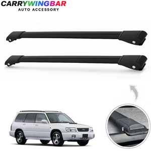 Fits Subaru Forester I (SF) 1997-2002 Flush Roof Racks CrossBars Black Color - Picture 1 of 16