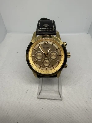 Reloj cronógrafo GUESS para hombre U15061G2 esfera dorada champán cuero negro Foto 1 de 4
