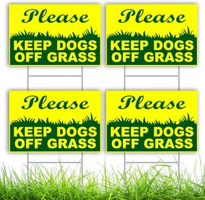 Keep Dogs off Grass Signs for Yard, 4 Pack Please Curb Your Pet, No Pooping No P - Picture 1 of 12