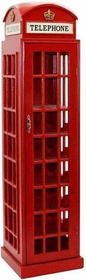 Vintage Telephone Booth Wine Cabinet Bar Storage Unit Display Shelf 171cm Wood - image 1 of 4