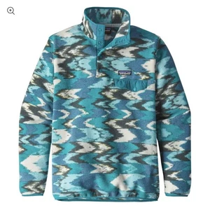 Patagonia Synchilla Lightweight Snap T Pullover Womens Medium Fleece Blue Aztec - Picture 1 of 7