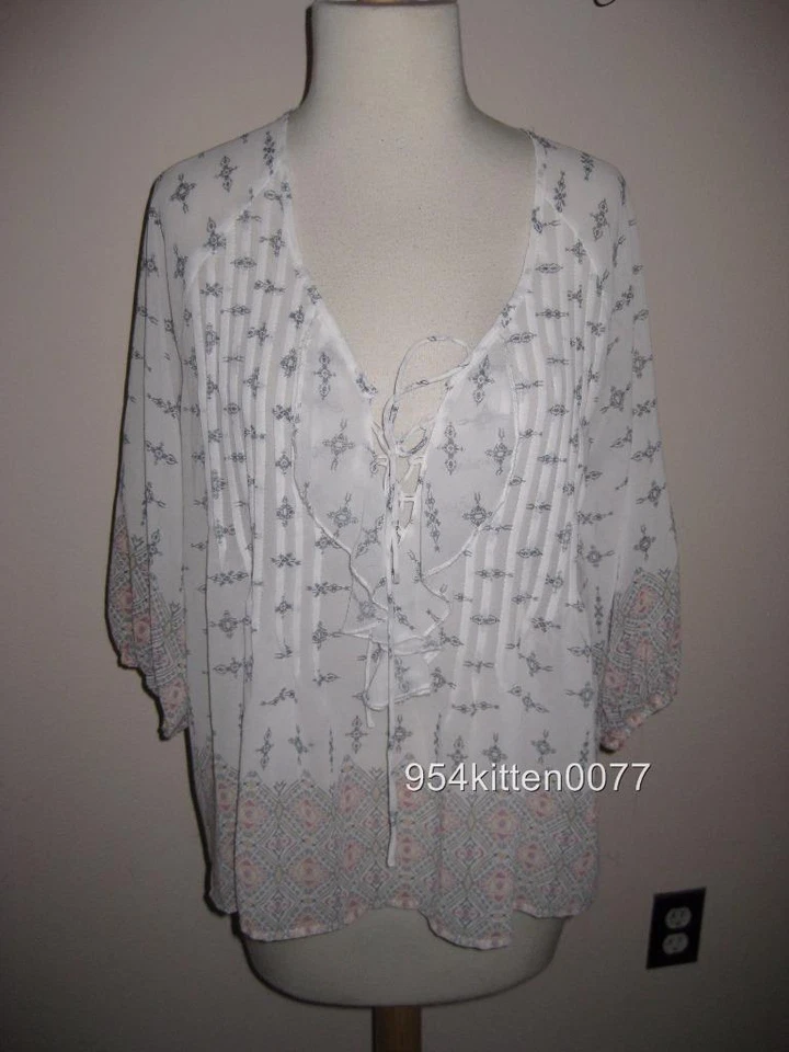 * WOW * $54 НОВЫЙ С ЯРЛЫКАМИ AMERICAN RAG MADISON КРЕСТЬЯНСКИЙ ТОП БЛУЗКА МАЛЕНЬКИЙ - Изображение 1 из 1