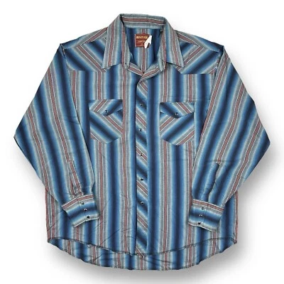 Vintage 90s Rustler Wrangler Pearl Snap Western Aztec Striped Shirt Size 2XL - Image 1 of 4