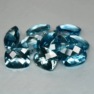 Topacio azul Londres 10 piezas 9 X 7 mm calibrado corte cojín piedras preciosas naturales Brasil - Imagen 1 de 2