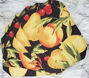 Cloth Placemats Black Large Fruit Print Octagon Padded Set Of 6 EUC - Picture 1 of 6