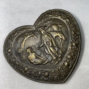 VTG Heart Shaped Carved Belt Buckle Brass Metal Romantic Staff Horse Stunning! - Picture 1 of 11