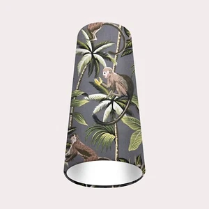 Pantalla Gris Carbón Mono Palmera Cono Cónico Luz Pantalla - Imagen 1 de 6
