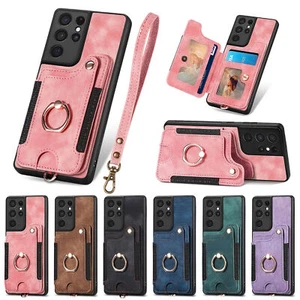 For Samsung Galaxy S24 Ultra S23 FE S22 S21 S20 Shockproof Leather Strap Case - Picture 1 of 19