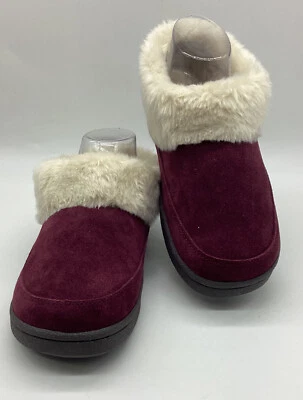 Clarks Scuff Burgundy Clog Warm Cozy Indoor Outdoor Plush Mules Sz 10M NEW - Image 1 of 4