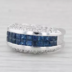 1.86ctw Zafiro Azul Diamante Blanco Anillo 14k Oro Blanco Talla 6.75-7 - Imagen 1 de 10