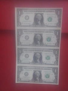 Billete de 4 billetes de dólar L de San Francisco 2003 sin cortar hoja moneda - Imagen 1 de 6