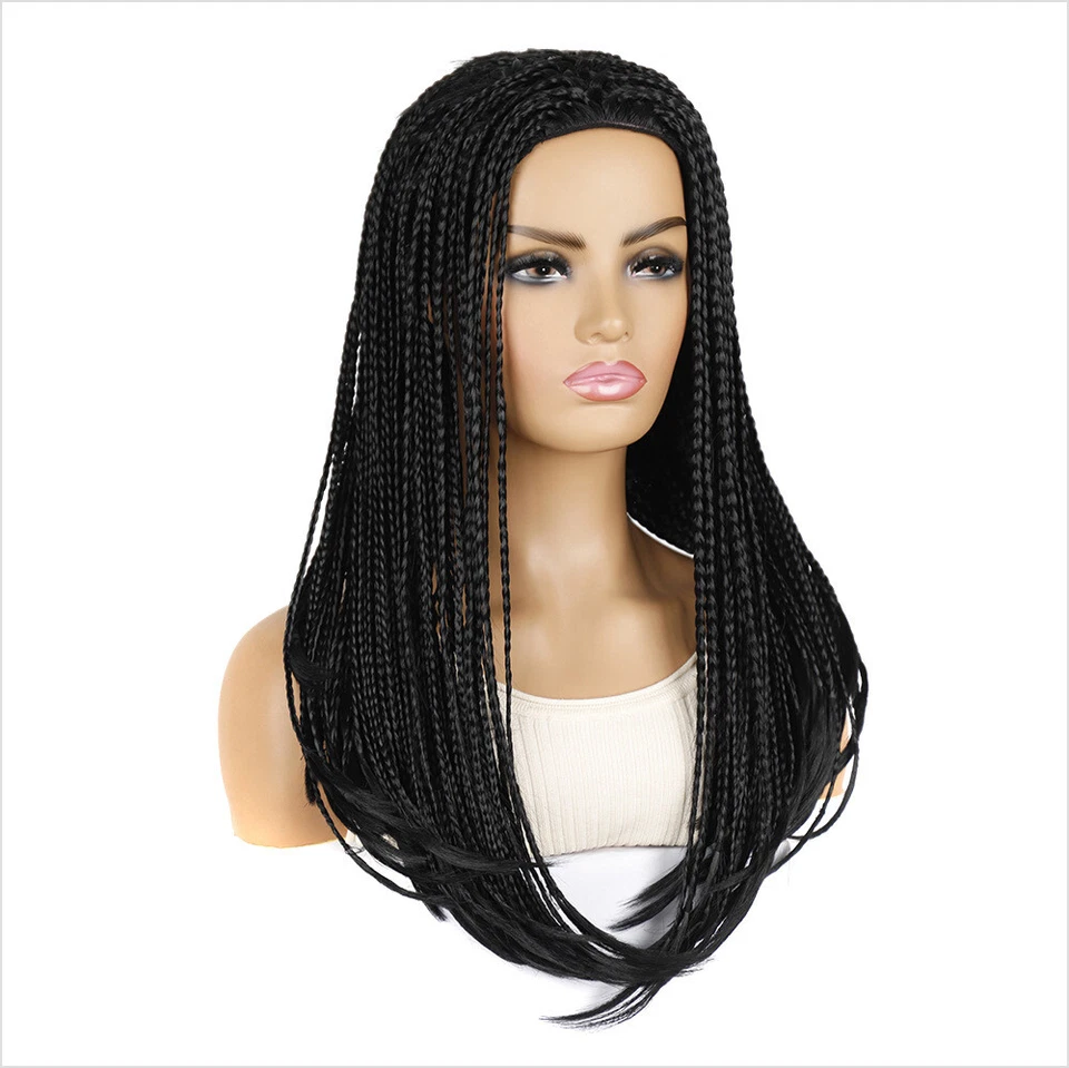 Peluca de bríada sucia larga negra de tres soportes arnés pelucas de cabello de simulación de cuero cabelludo grande Foto 1 de 4