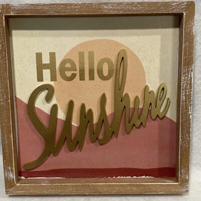 Hello Sunshine Wooden Festive Dimensional Wall Decor 8” X 8” - Image 1 of 2