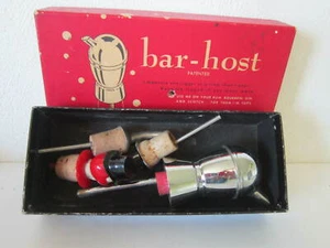 Vintage 1950s Bar Host Chrome Drink Pourer BH-10 w/3 Extra ~ Made my Anchor  - Picture 1 of 6