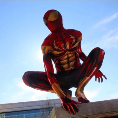 Golden Iron Spiderman Costume Jumpsuit Spider-Man Zentai Suit Cosplay Halloween - Image 1 of 4