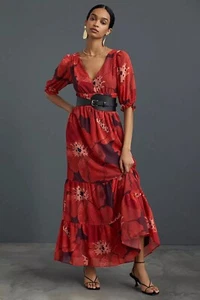 Nuevo Maxi Vestido Anthropologie Floral Amapola Talla 1X - Imagen 1 de 8