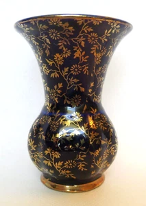 Vintage Lindner Bavaria Echt Kobaltblau Porzellan SM Vase mit Golddekor - Bild 1 von 9