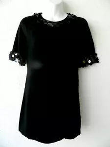 BLOOMINGDALES 100% Cashmere Short Sleeve Black Sweater w/ Sequins S NWT - Picture 1 of 3