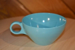 Retro Florence Prolon MCM Turquoise Aquamarine Blue Melmac Coffee Cup 7403 EXC! - Picture 1 of 10