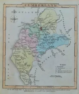 CUMBERLAND, CUMBRIA, George Gray, Original Hand Coloured Antique Map 1824 - Picture 1 of 1