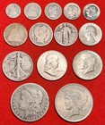 (14) 90% Silver Us Coin Type Set Collection - Dimes Quarters Halves Dollars Lot!