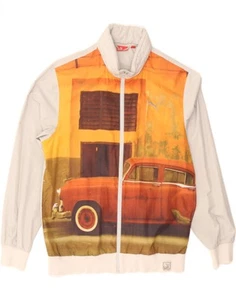 PUMA Mens Graphic Bomber Jacket UK 38 Medium Beige Colourblock Polyester EH09 - Picture 1 of 4