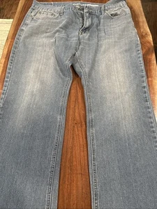 Men's Structure Size 36x32 Slim Straight Blue Jeans Zipper Fly - Picture 1 of 11