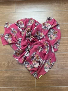* appetizer * Tuch * Schal * Totenköpfe * Skulls * Blumen * Pink * 100x200 cm * - Bild 1 von 7