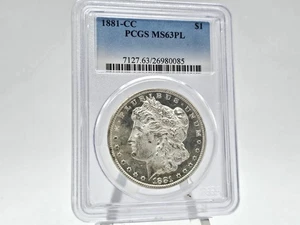 1881-CC PCGS MS 63 PL Morgan Silver Dollar **CAMEO? PROOF-LIKE KEY-DATE** 80085 - Picture 1 of 8