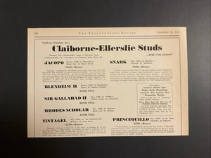 PRINCEQUILLO SIR GALLAHAD BLENHEIM CLAIBORNE FARM 1945 ORIGINAL STUD AD - Picture 1 of 1