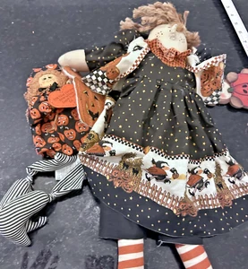 🎃 Set of Fall Harvest Cloth Dolls – Handmade Country Primitive Décor Halloween - Picture 1 of 15