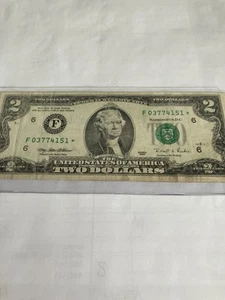 1995 Star US $2 Two F Atlanta Federal Reserve Note F03774151* - Picture 1 of 4