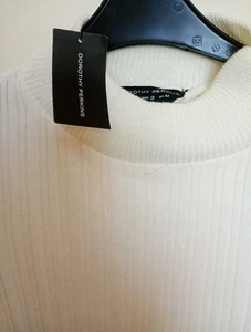 Cream Dress, Medium, Dorothy Perkins, stretchy Lightweight Fabric, High Neck. - Picture 1 of 2
