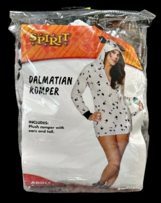 Costume Spirito Halloween Dalmata Adulto Taglia M Corto Peluche Pagliaccetto Coda Orecchie - Immagine 1 di 4
