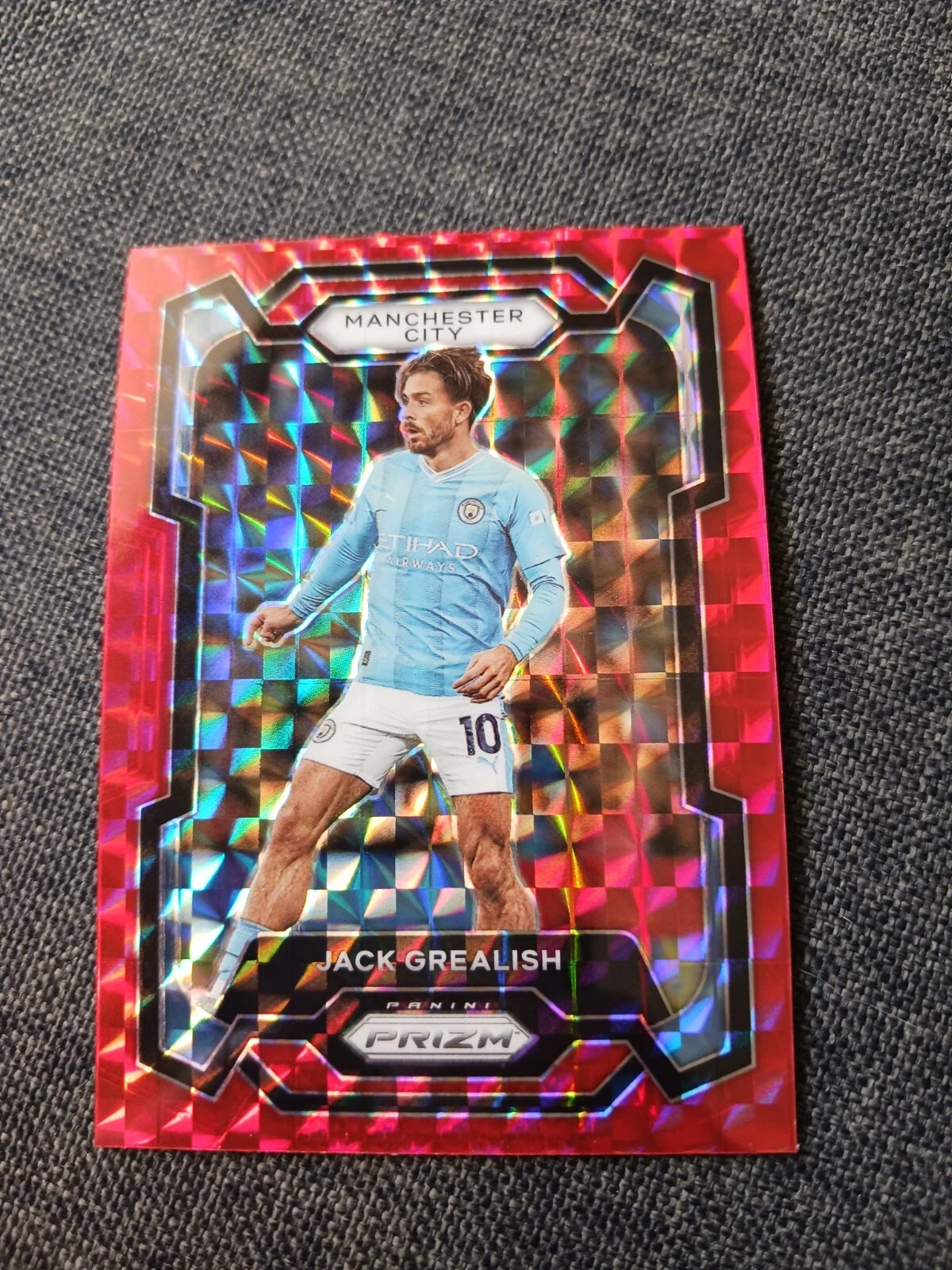 2023-24 Panini Prizm Premier League Jack Grealish Red Mosaic #1 Man City