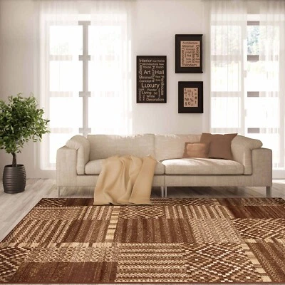 Geometric Patchwork Block Carpet Modern Indoor Runner Rug Or Large Area Rugs - Image 1 of 4