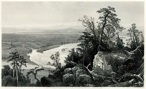 Steel Engraving CONNECTICUT VALLEY from Mount Tom 1800s vintage print - Picture 1 of 6